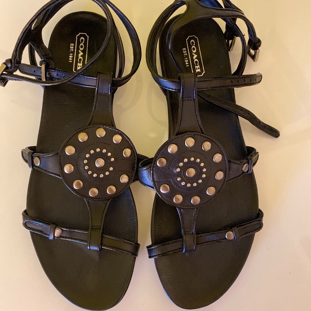 COACH JACLYN STUD DETAIL SANDALS